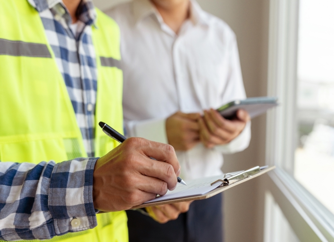 Housing inspectors with clipboards